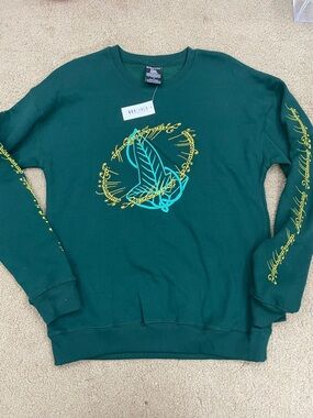 Lord of the rings Green Embroidered Crewneck Sweatshirt SMALL